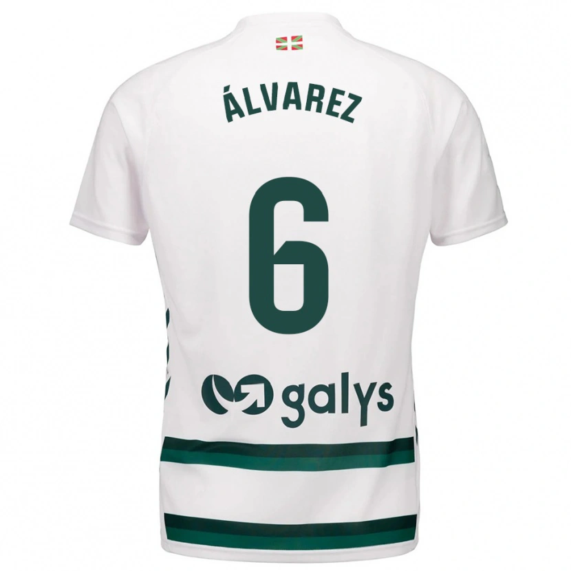 Danxen Kinderen Sergio Álvarez #6 Wit Groen Uitshirt Uittenue 2025/26 T-Shirt