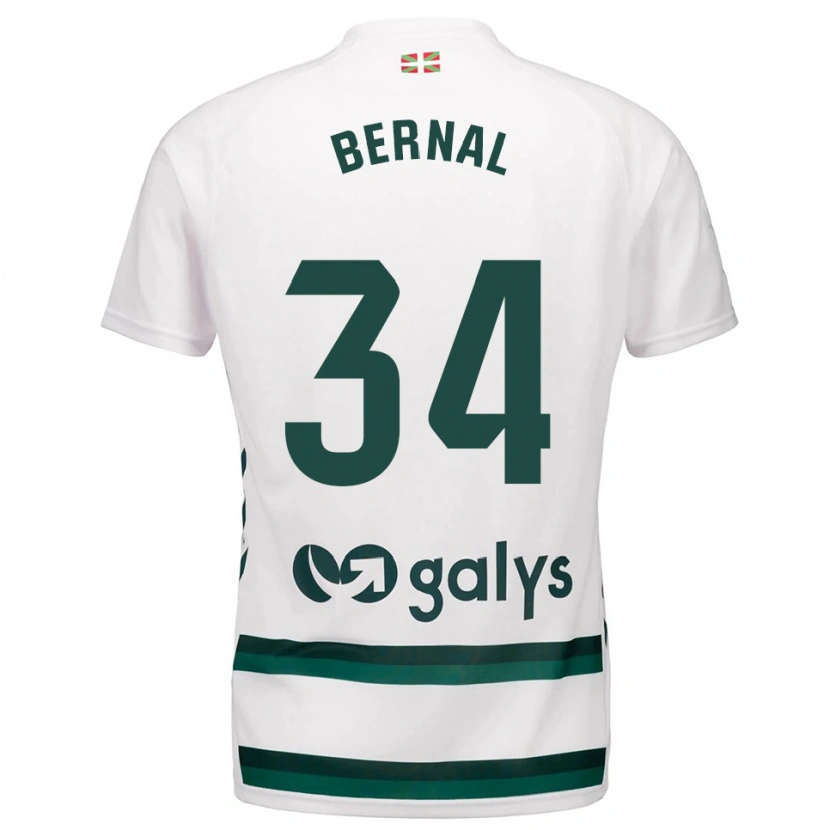 Danxen Kinderen Unax Bernal #34 Wit Groen Uitshirt Uittenue 2025/26 T-Shirt