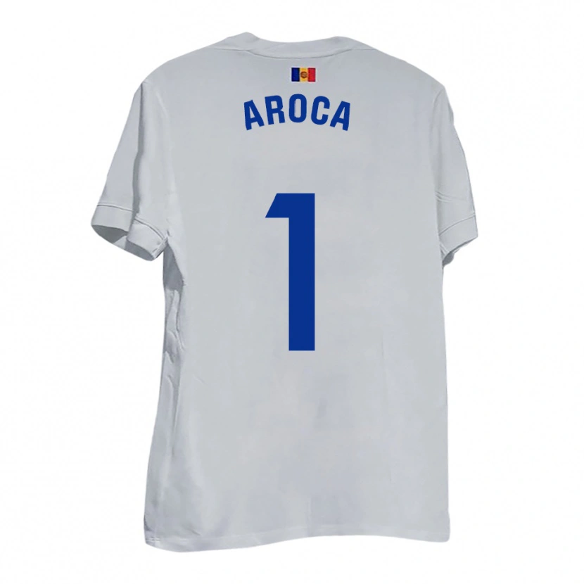 Danxen Kinderen Víctor Aroca #1 Wit Blauw Geel Uitshirt Uittenue 2025/26 T-Shirt