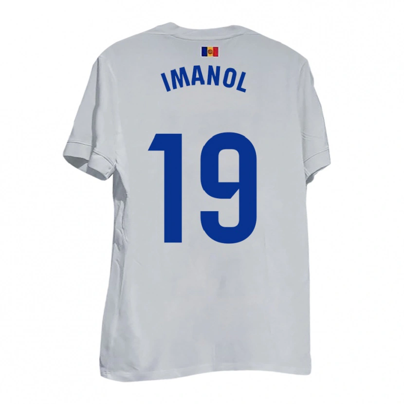 Danxen Kinderen Imanol García De Albéniz #19 Wit Blauw Geel Uitshirt Uittenue 2025/26 T-Shirt