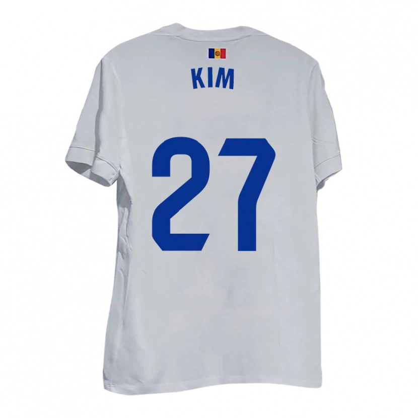 Danxen Kinderen Min-Su Kim #27 Wit Blauw Geel Uitshirt Uittenue 2025/26 T-Shirt