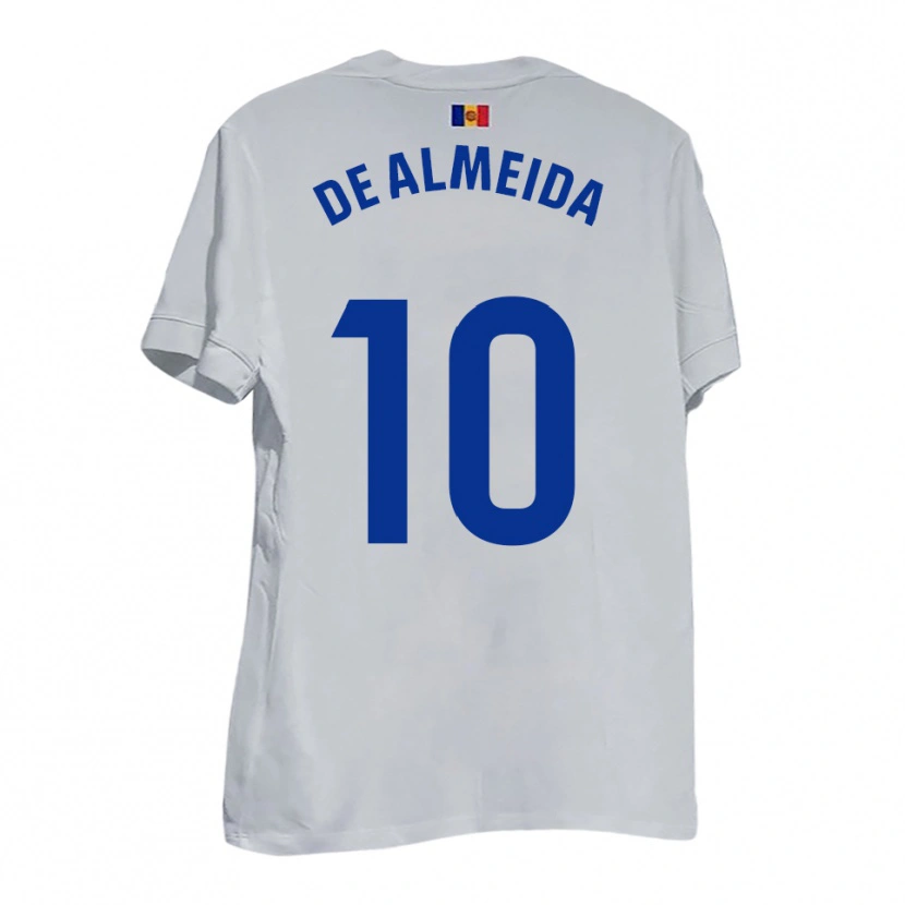 Danxen Kinderen Tomás De Almeida #10 Wit Blauw Geel Uitshirt Uittenue 2025/26 T-Shirt