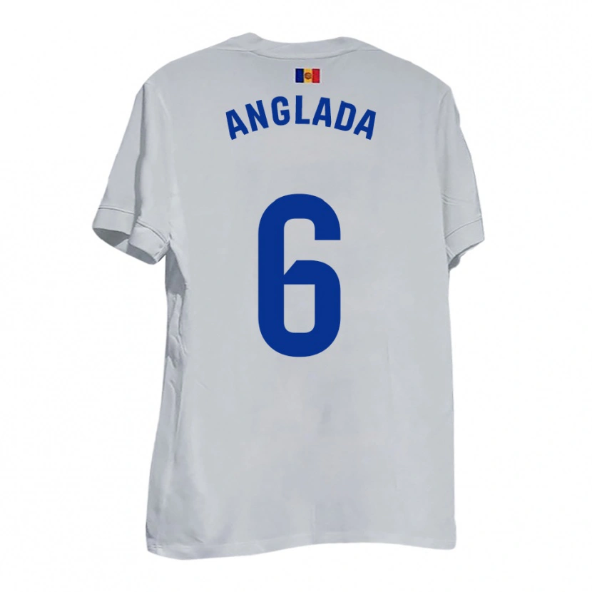 Danxen Kinderen Manel Anglada #6 Wit Blauw Geel Uitshirt Uittenue 2025/26 T-Shirt