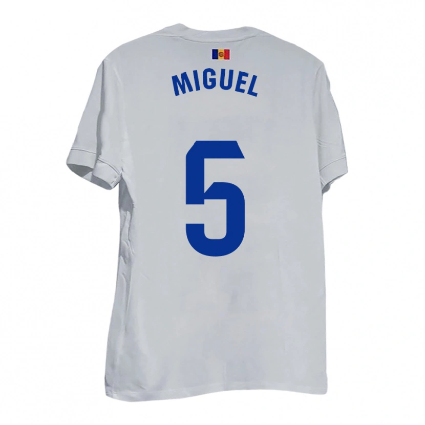 Danxen Kinderen Carlos Miguel #5 Wit Blauw Geel Uitshirt Uittenue 2025/26 T-Shirt