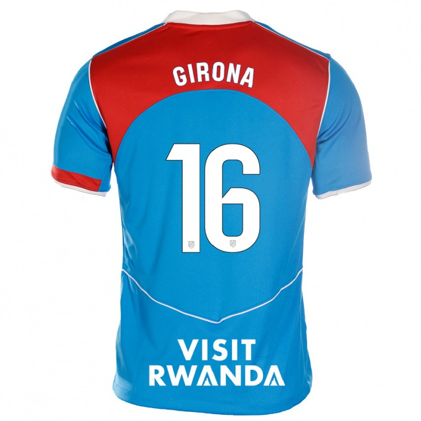 Danxen Kinderen Raúl Girona #16 Blauw Wit Thuisshirt Derde Tenue 2025/26 T-Shirt