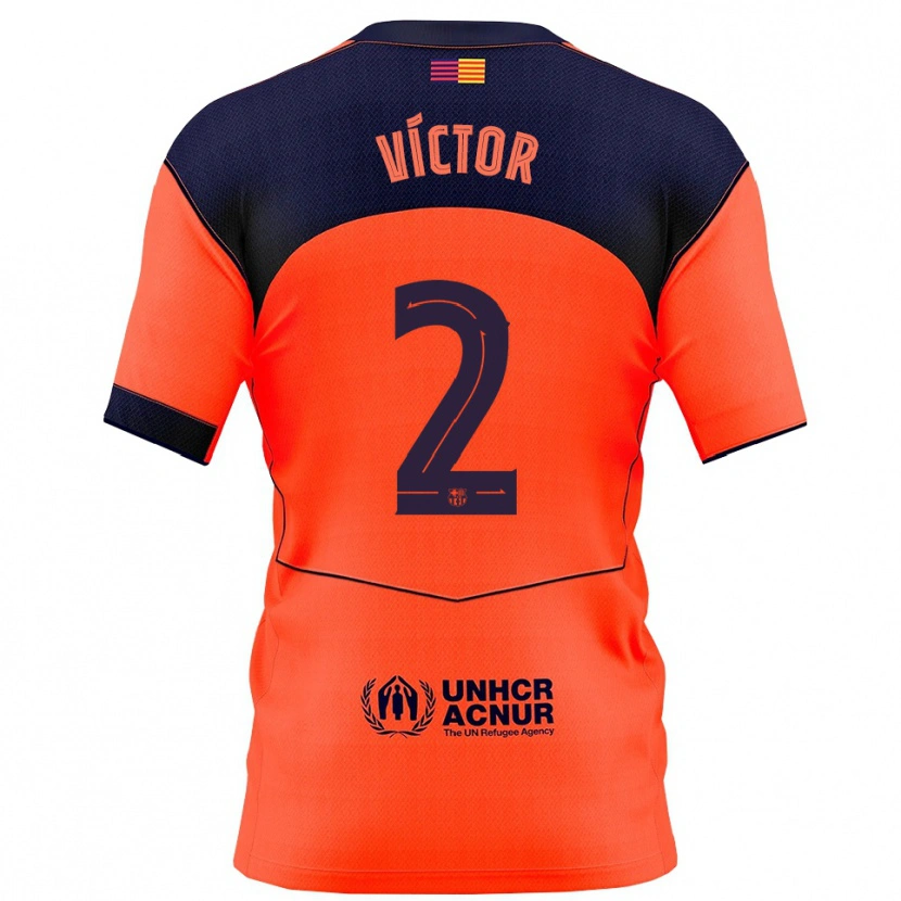 Danxen Kinderen Guillem Víctor #2 Oranje Marineblauw Thuisshirt Derde Tenue 2025/26 T-Shirt