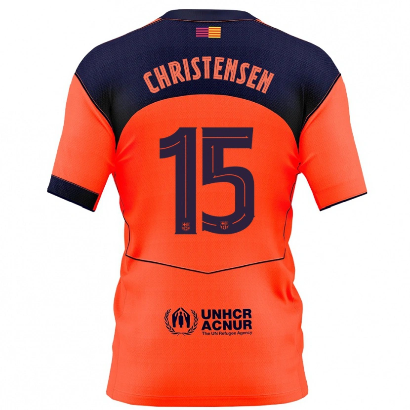 Danxen Kinderen Andreas Christensen #15 Oranje Marineblauw Thuisshirt Derde Tenue 2025/26 T-Shirt