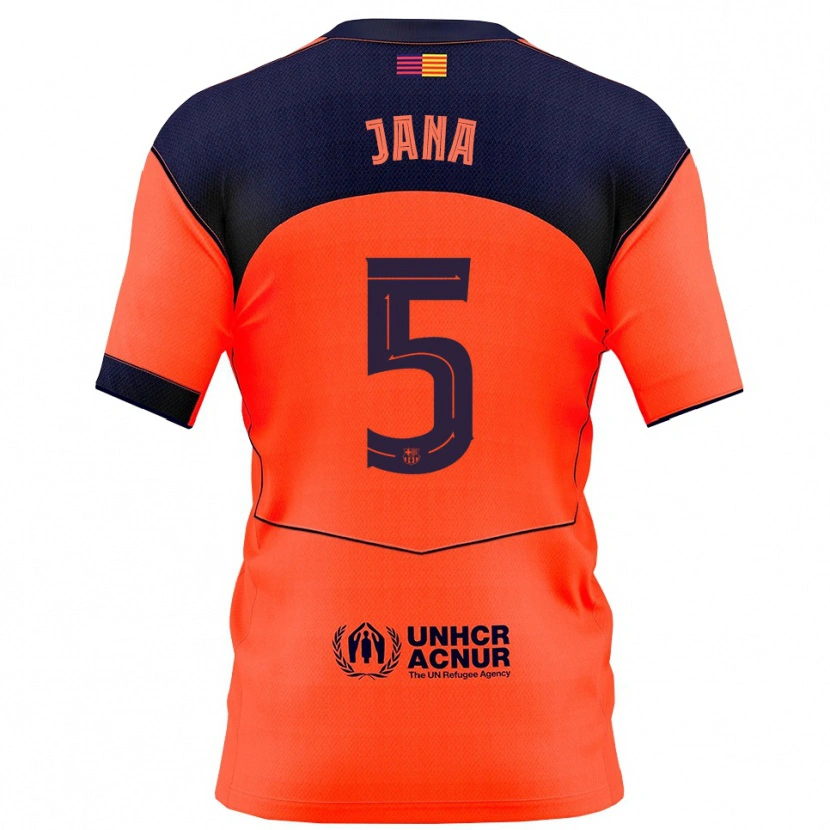 Danxen Kinderen Jana Fernández #5 Oranje Marineblauw Thuisshirt Derde Tenue 2025/26 T-Shirt