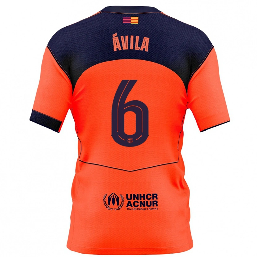 Danxen Kinderen Dani Ávila #6 Oranje Marineblauw Thuisshirt Derde Tenue 2025/26 T-Shirt