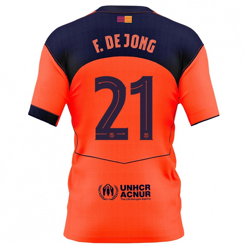 Danxen Kinderen Frenkie De Jong #21 Oranje Marineblauw Thuisshirt Derde Tenue 2025/26 T-Shirt