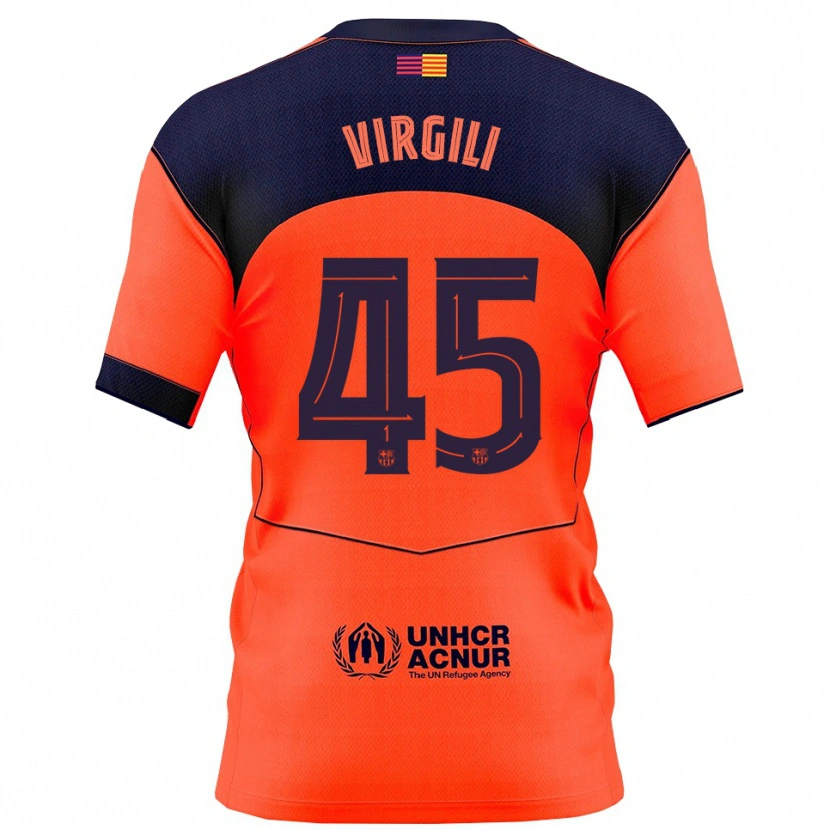 Danxen Kinderen Jan Virgili #45 Oranje Marineblauw Thuisshirt Derde Tenue 2025/26 T-Shirt