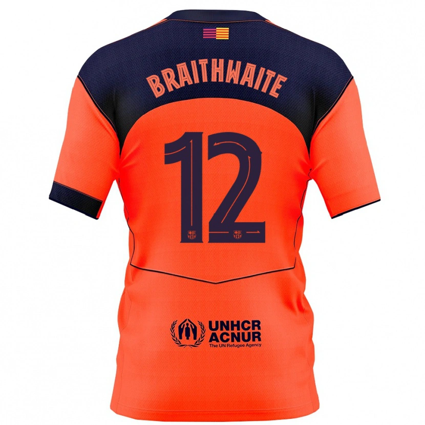 Danxen Kinderen Martin Braithwaite #12 Oranje Marineblauw Thuisshirt Derde Tenue 2025/26 T-Shirt