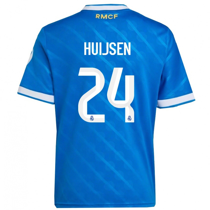Danxen Kinderen Dean Huijsen #24 Blauw Wit Thuisshirt Derde Tenue 2025/26 T-Shirt