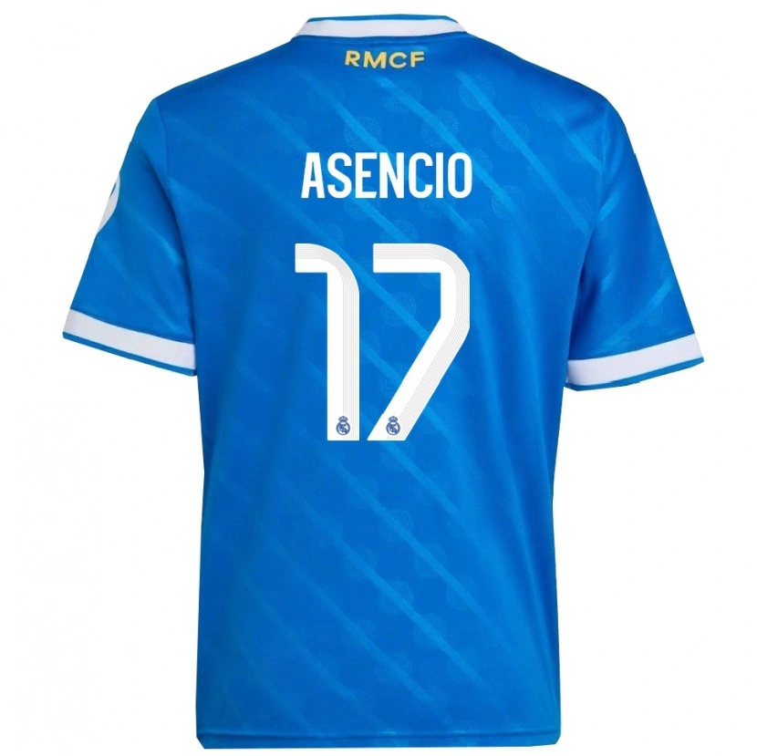 Danxen Kinderen Raúl Asencio #17 Blauw Wit Thuisshirt Derde Tenue 2025/26 T-Shirt