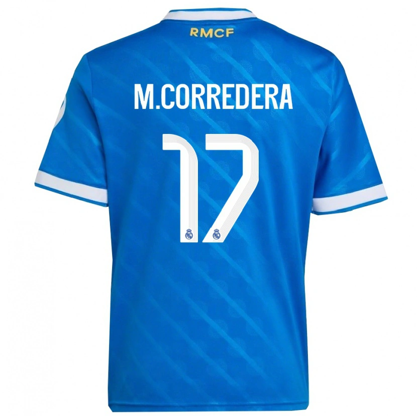 Danxen Kinderen Marta Corredera #17 Blauw Wit Thuisshirt Derde Tenue 2025/26 T-Shirt