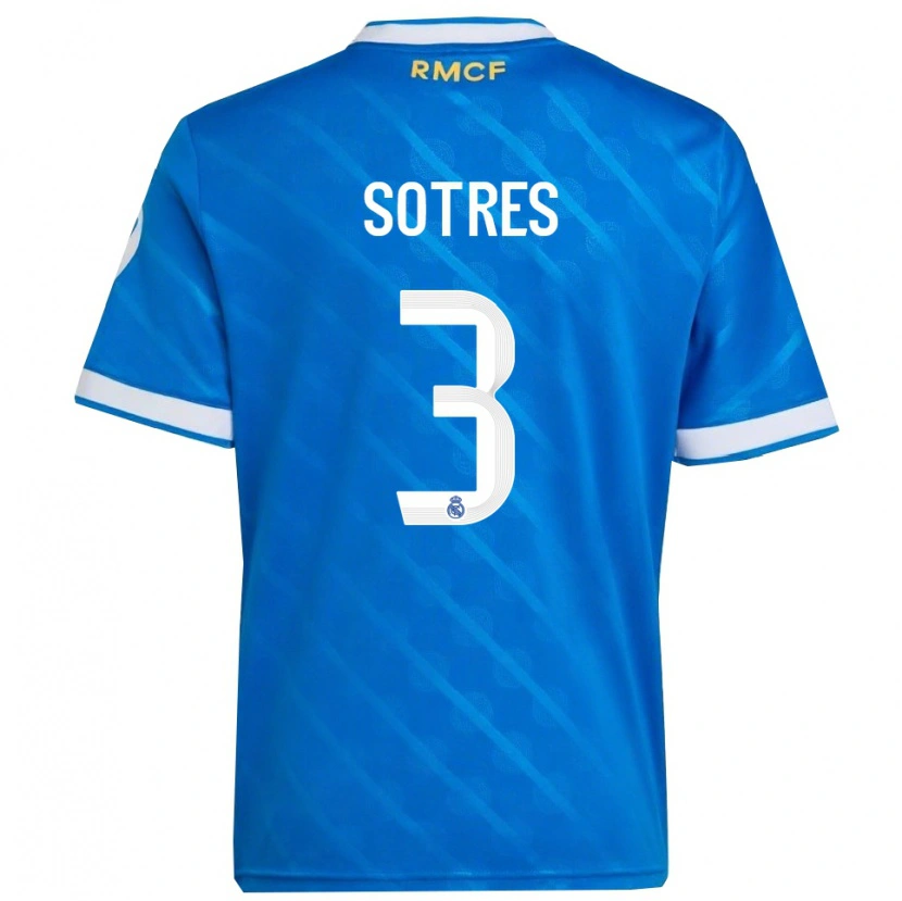 Danxen Kinderen Alfredo Sotres #3 Blauw Wit Thuisshirt Derde Tenue 2025/26 T-Shirt