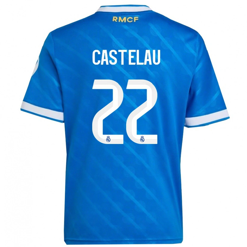 Danxen Kinderen Alber Castelau #22 Blauw Wit Thuisshirt Derde Tenue 2025/26 T-Shirt