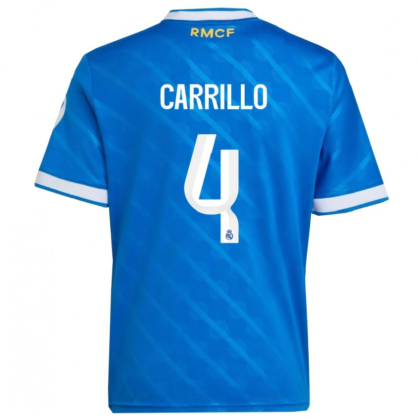 Danxen Kinderen Alvaro Carrillo #4 Blauw Wit Thuisshirt Derde Tenue 2025/26 T-Shirt