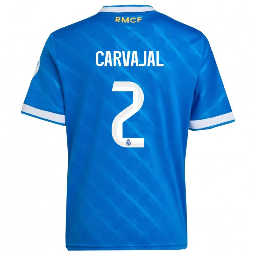 Danxen Kinderen Daniel Carvajal #2 Blauw Wit Thuisshirt Derde Tenue 2025/26 T-Shirt