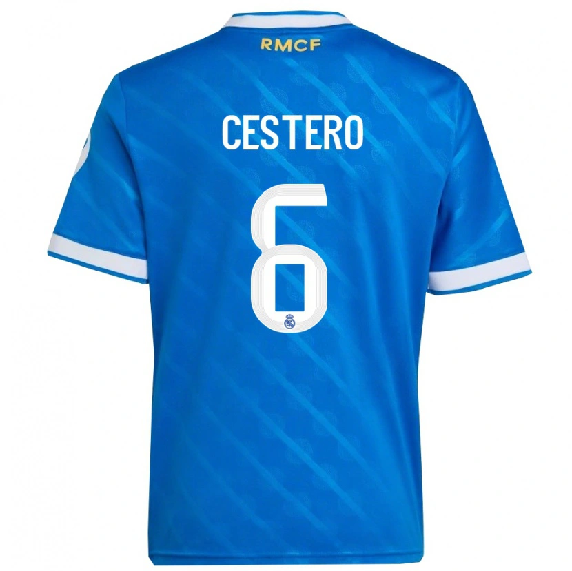Danxen Kinderen Jorge Cestero #6 Blauw Wit Thuisshirt Derde Tenue 2025/26 T-Shirt