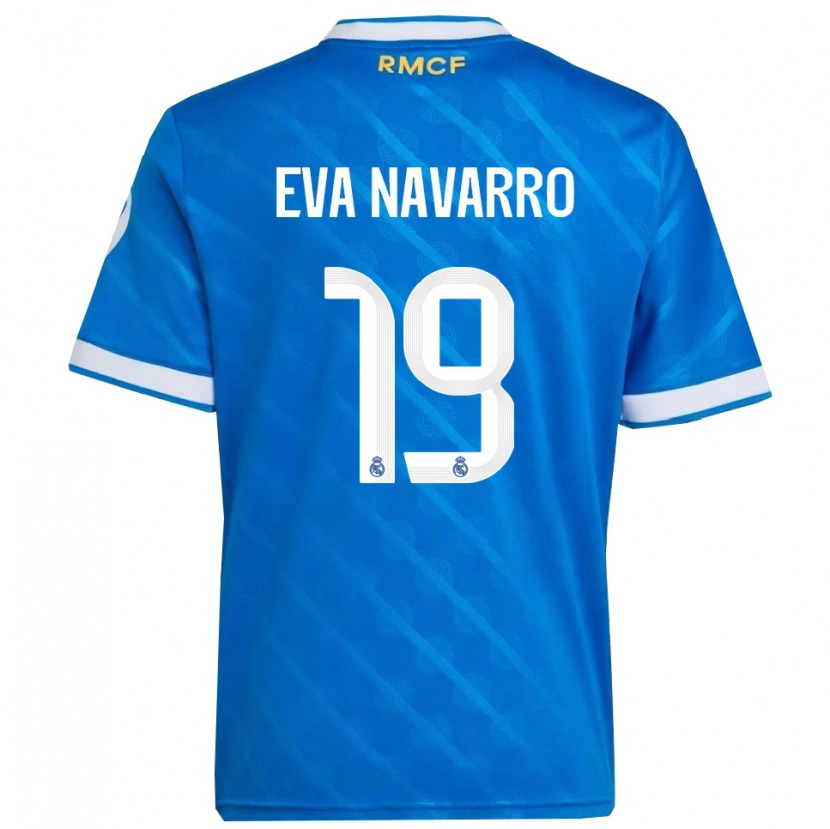 Danxen Kinderen Eva Navarro #19 Blauw Wit Thuisshirt Derde Tenue 2025/26 T-Shirt