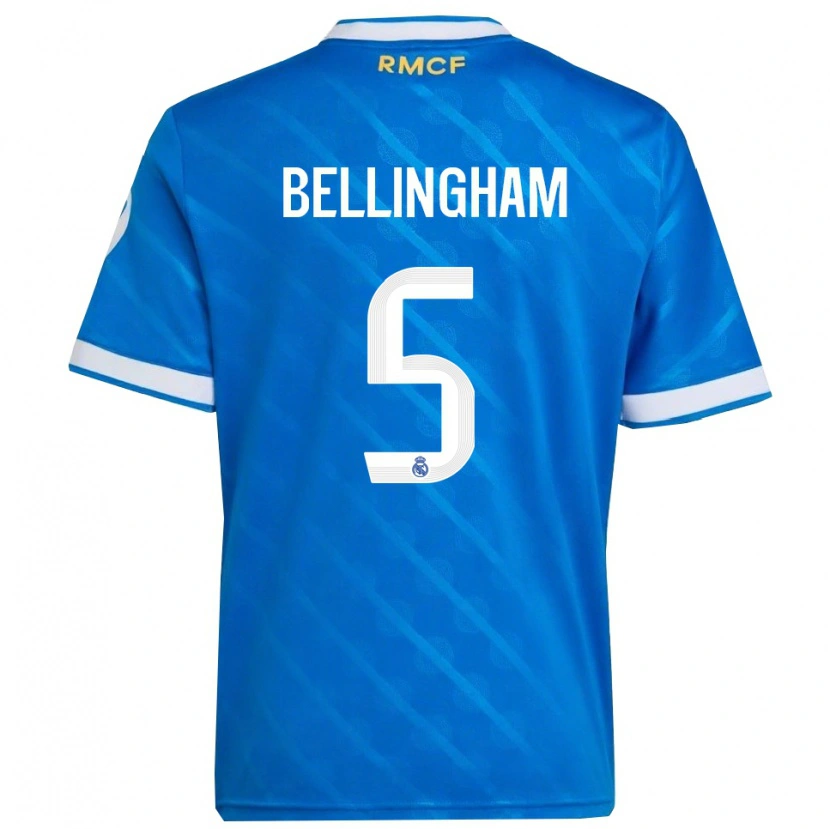 Danxen Kinderen Jude Bellingham #5 Blauw Wit Thuisshirt Derde Tenue 2025/26 T-Shirt