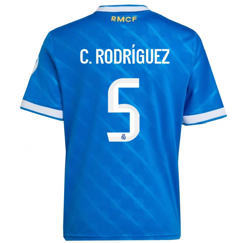Danxen Kinderen Carlos Rodríguez #5 Blauw Wit Thuisshirt Derde Tenue 2025/26 T-Shirt