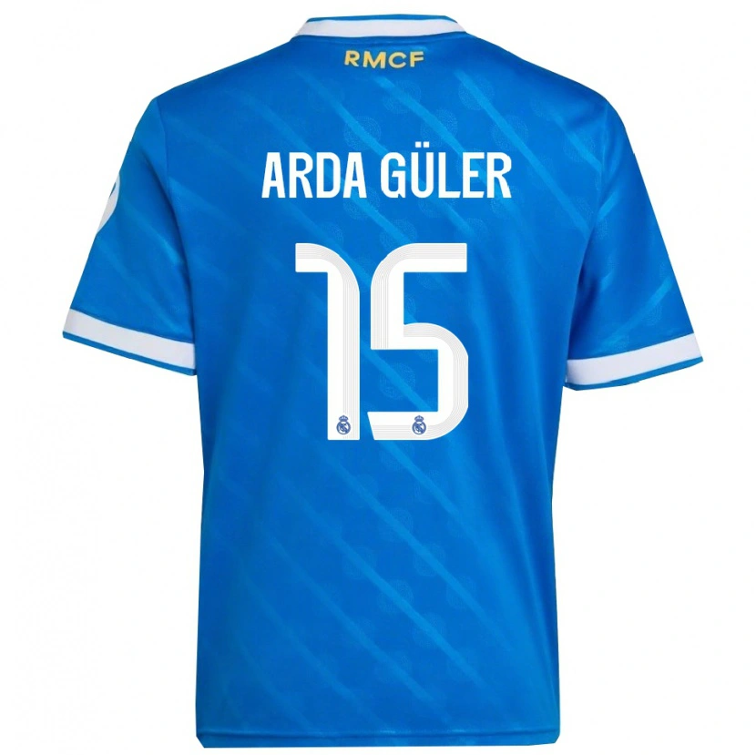 Danxen Kinderen Arda Güler #15 Blauw Wit Thuisshirt Derde Tenue 2025/26 T-Shirt