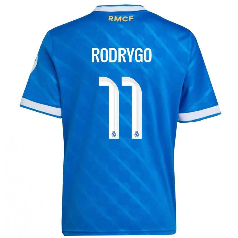 Danxen Kinderen Rodrygo #11 Blauw Wit Thuisshirt Derde Tenue 2025/26 T-Shirt