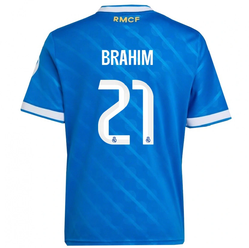 Danxen Kinderen Brahim Díaz #21 Blauw Wit Thuisshirt Derde Tenue 2025/26 T-Shirt