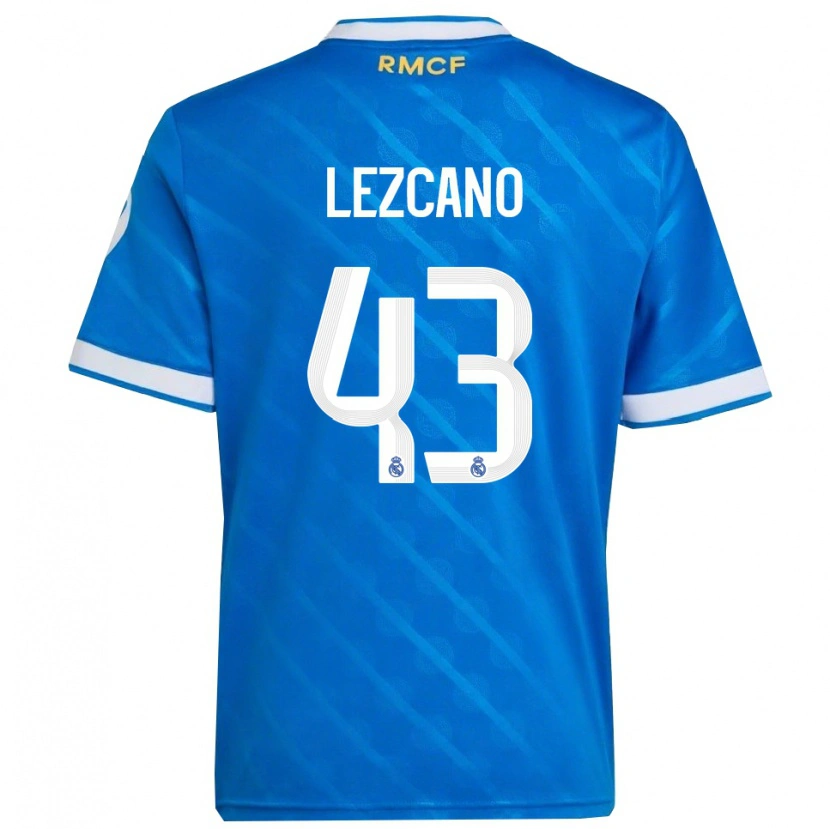 Danxen Kinderen Álvaro Lezcano #43 Blauw Wit Thuisshirt Derde Tenue 2025/26 T-Shirt