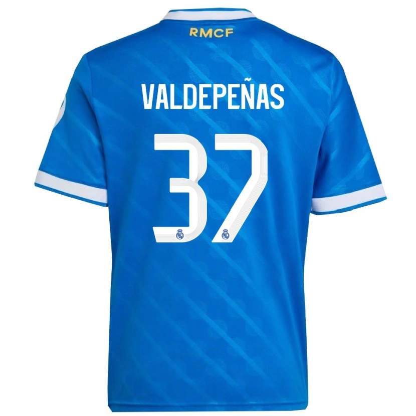 Danxen Kinderen Víctor Valdepeñas #37 Blauw Wit Thuisshirt Derde Tenue 2025/26 T-Shirt