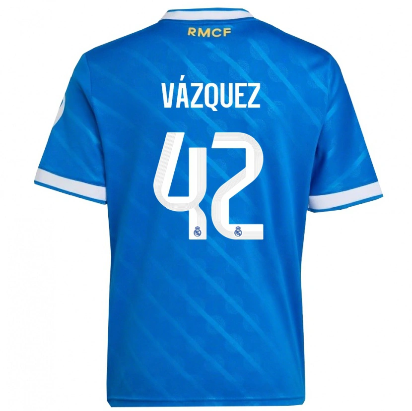Danxen Kinderen Erik Vázquez #42 Blauw Wit Thuisshirt Derde Tenue 2025/26 T-Shirt