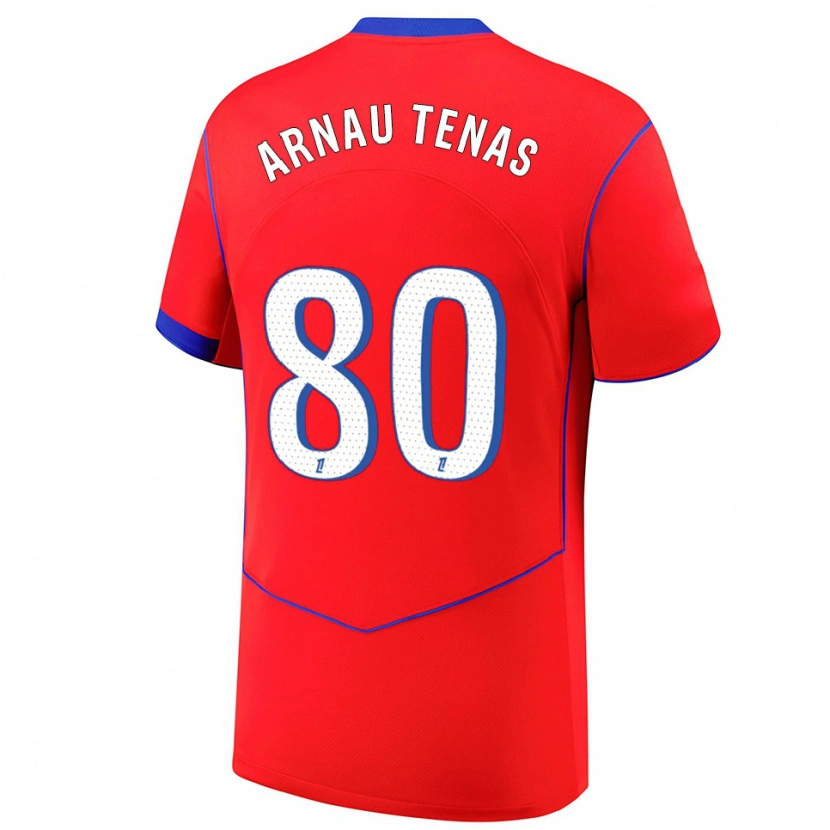 Danxen Kinderen Arnau Tenas #80 Rood Blauw Wit Thuisshirt Derde Tenue 2025/26 T-Shirt