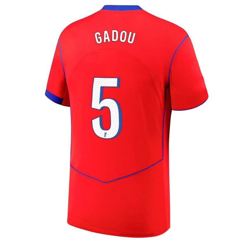Danxen Kinderen Joane Gadou #5 Rood Blauw Wit Thuisshirt Derde Tenue 2025/26 T-Shirt
