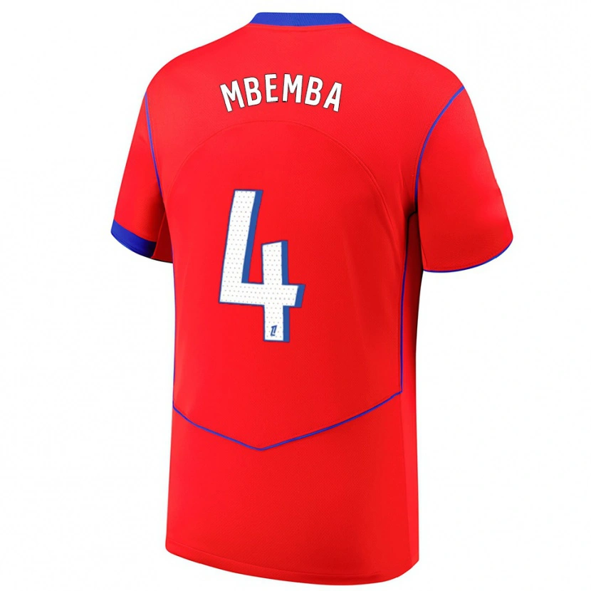 Danxen Kinderen Stanislas Mbemba #4 Rood Blauw Wit Thuisshirt Derde Tenue 2025/26 T-Shirt
