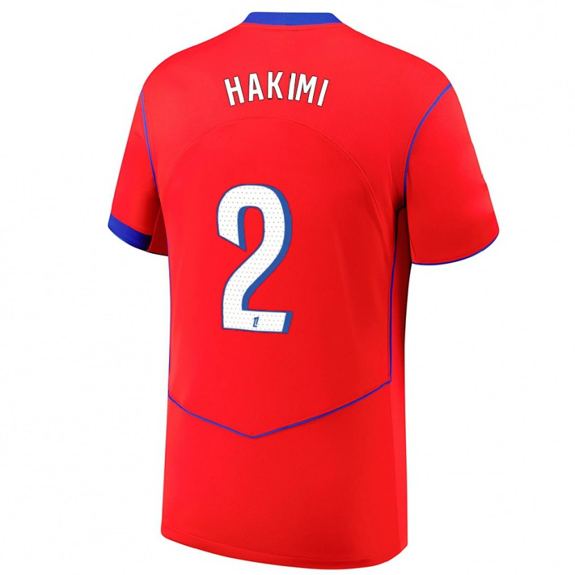 Danxen Kinderen Achraf Hakimi #2 Rood Blauw Wit Thuisshirt Derde Tenue 2025/26 T-Shirt