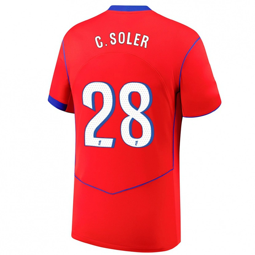 Danxen Kinderen Carlos Soler #28 Rood Blauw Wit Thuisshirt Derde Tenue 2025/26 T-Shirt
