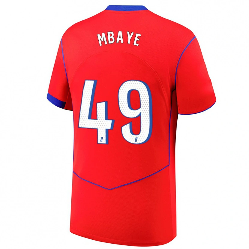 Danxen Kinderen Ibrahim Mbaye #49 Rood Blauw Wit Thuisshirt Derde Tenue 2025/26 T-Shirt