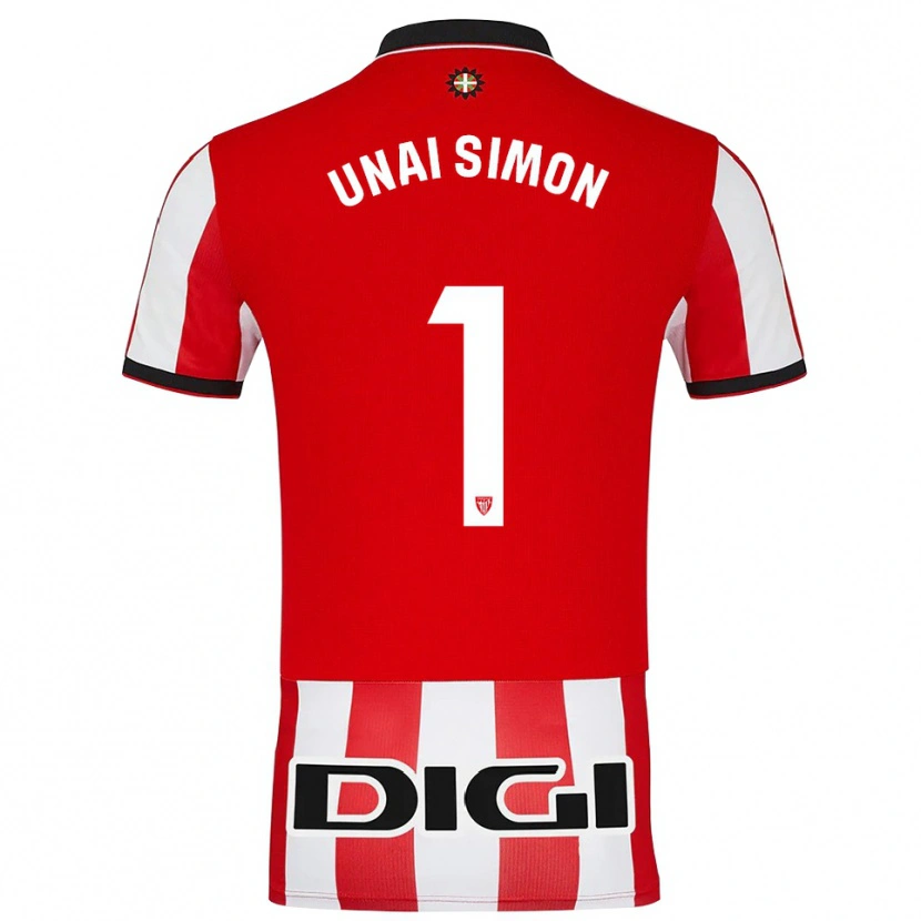 Danxen Heren Unai Simón #1 Rood Wit Thuisshirt Thuistenue 2025/26 T-Shirt
