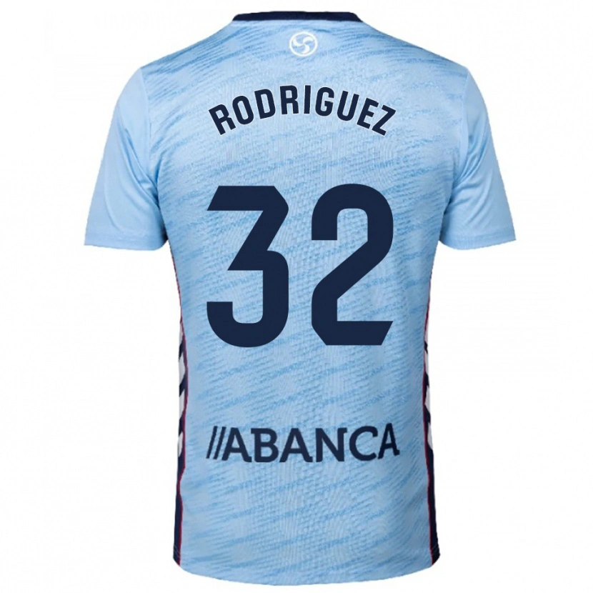 Danxen Heren Javi Rodríguez #32 Hemelsblauw Rood Thuisshirt Thuistenue 2025/26 T-Shirt