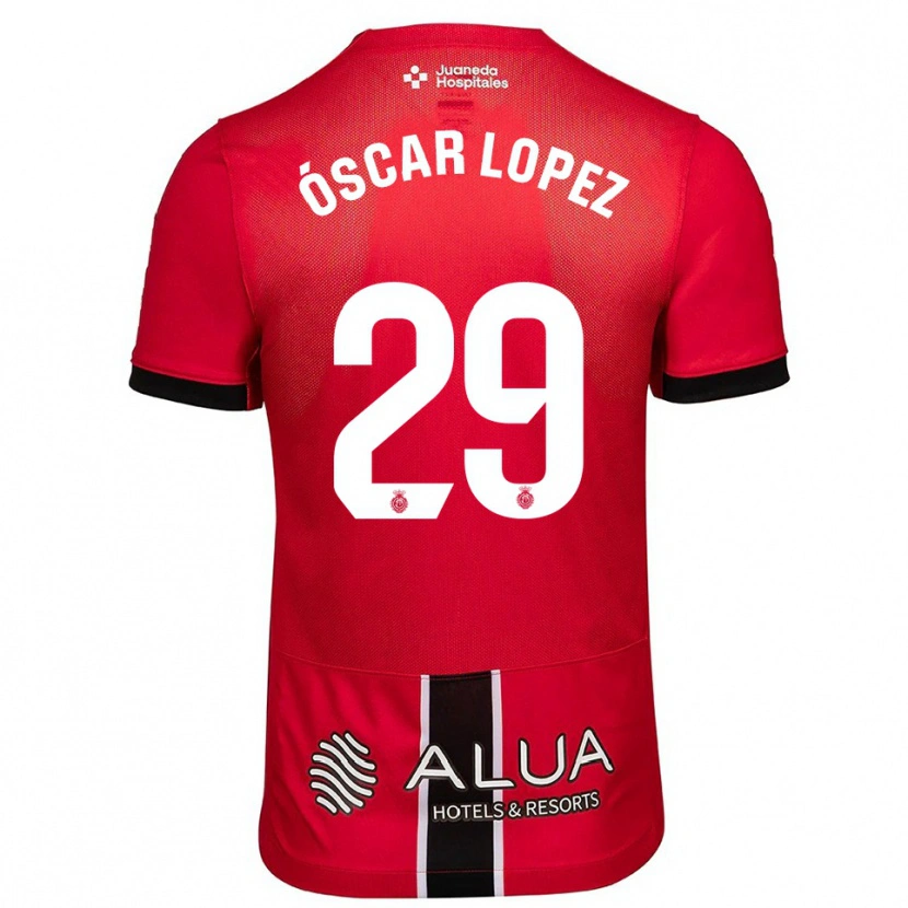 Danxen Heren Óscar López #29 Rood Zwart Thuisshirt Thuistenue 2025/26 T-Shirt