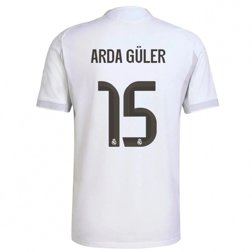 Danxen Heren Arda Güler #15 Wit Geel Thuisshirt Thuistenue 2025/26 T-Shirt