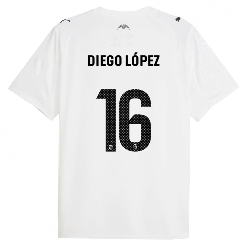 Danxen Heren Diego López #16 Wit Zwart Thuisshirt Thuistenue 2025/26 T-Shirt