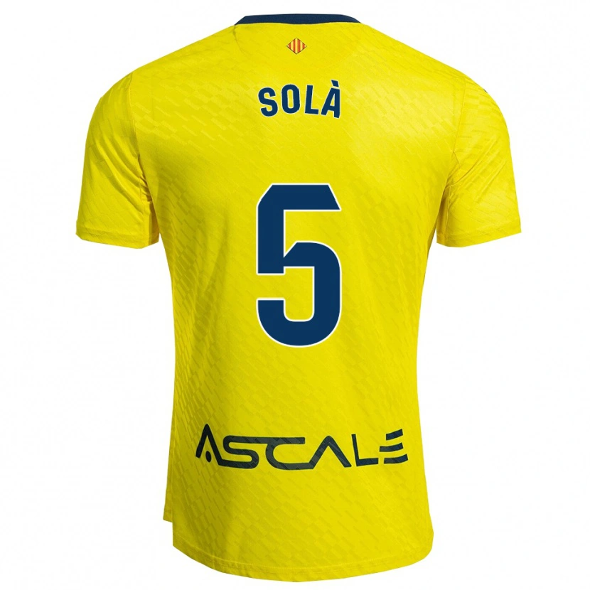 Danxen Heren Arnau Solà #5 Geel Marineblauw Thuisshirt Thuistenue 2025/26 T-Shirt