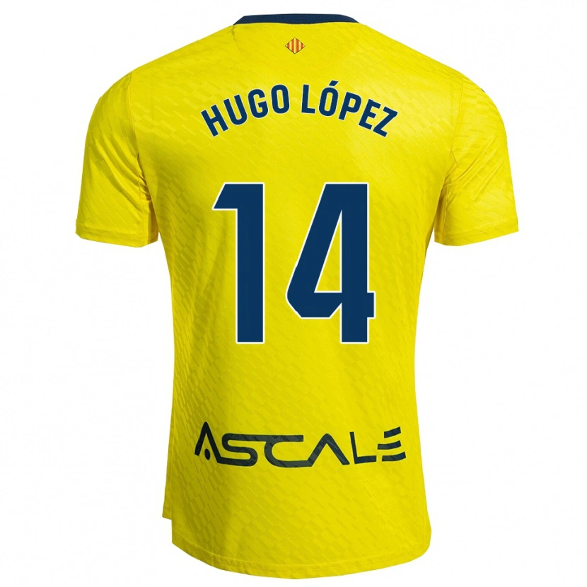 Danxen Heren Hugo López #14 Geel Marineblauw Thuisshirt Thuistenue 2025/26 T-Shirt