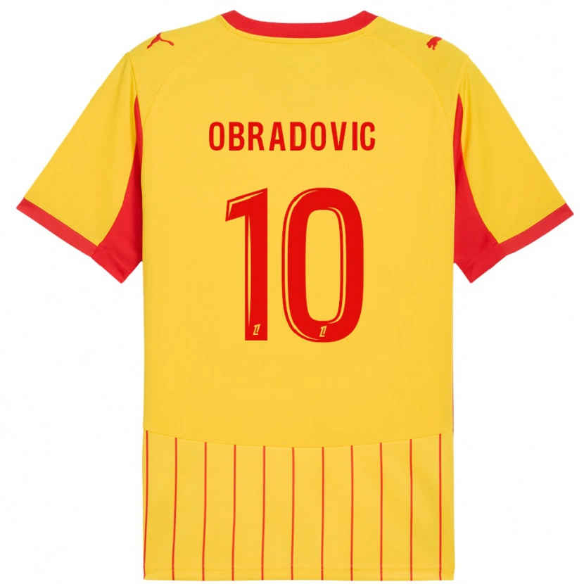 Danxen Heren Ognjen Obradovic #10 Geel Rood Thuisshirt Thuistenue 2025/26 T-Shirt