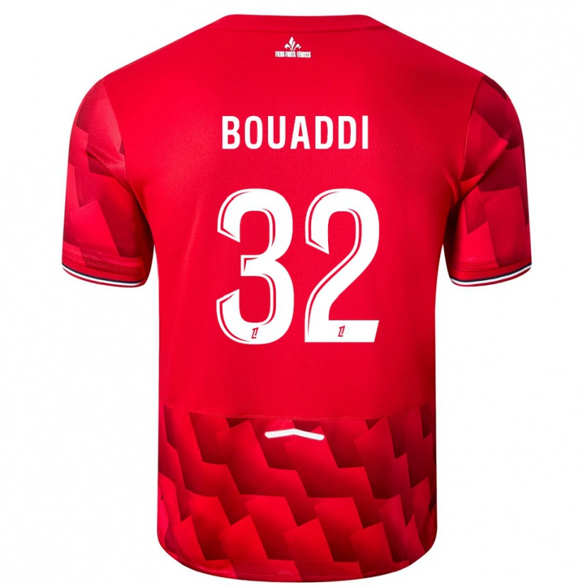 Danxen Heren Ayyoub Bouaddi #32 Rood Wit Thuisshirt Thuistenue 2025/26 T-Shirt