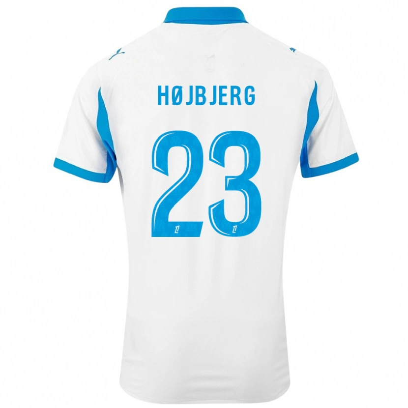 Danxen Heren Pierre-Emile Højbjerg #23 Wit Hemelsblauw Thuisshirt Thuistenue 2025/26 T-Shirt