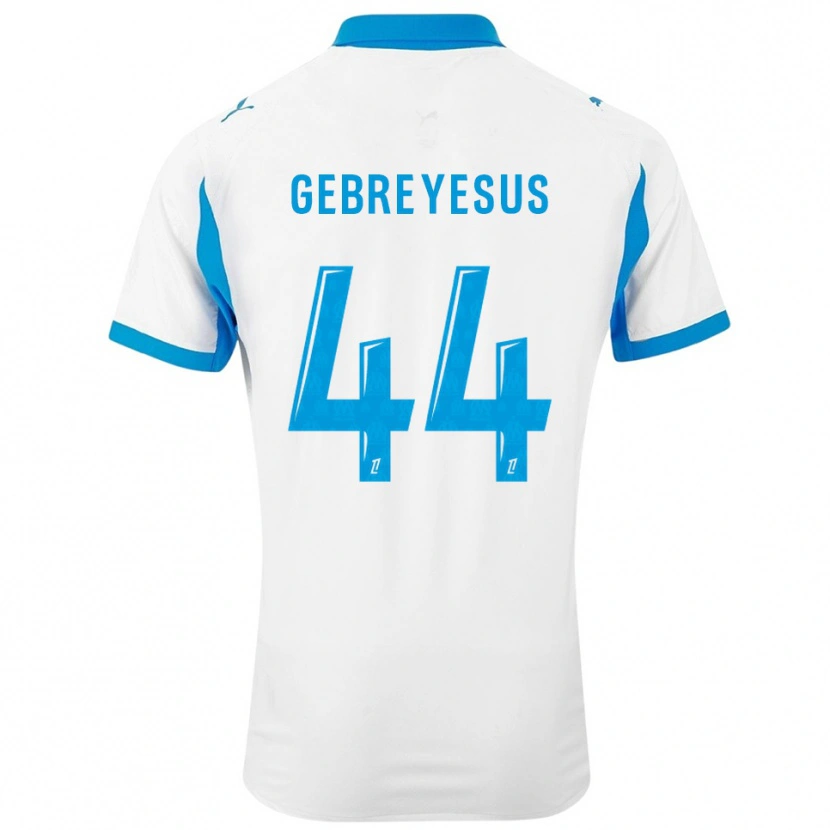 Danxen Heren Esey Gebreyesus #44 Wit Hemelsblauw Thuisshirt Thuistenue 2025/26 T-Shirt